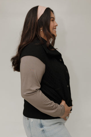 QUILTED VEST IN BLACK - Love Marlow