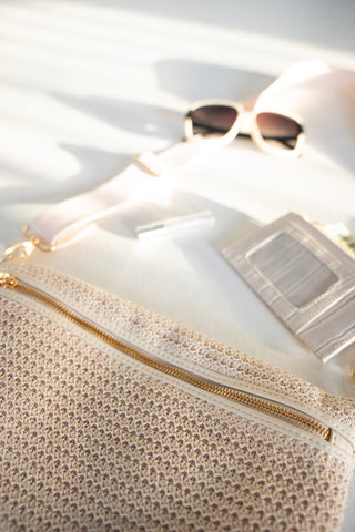 Raffia Bum Bag in Cream - Love Marlow