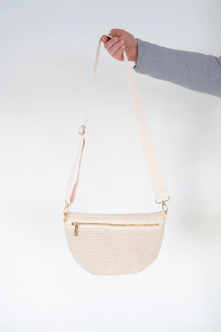 Raffia Bum Bag in Cream - Love Marlow