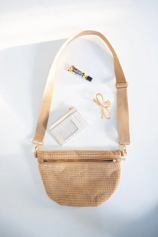 Raffia Bum Bag in Natural - Love Marlow