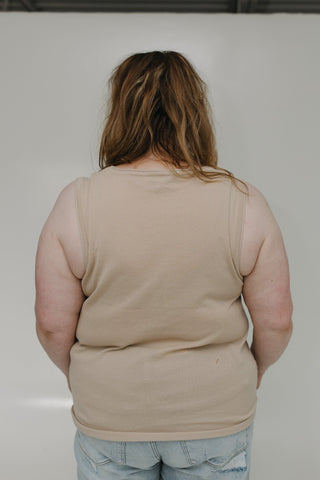 RAW EDGE SWEATER TANK IN SAND - Love Marlow
