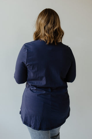 RAW EDGE TUNIC WITH POCKET DETAIL IN BLUE NOVA - Love Marlow