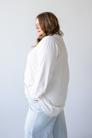 RAW EDGE TUNIC WITH POCKET DETAIL IN CHALK - 2x - Love Marlow
