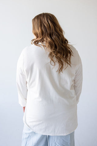 RAW EDGE TUNIC WITH POCKET DETAIL IN CHALK - 2x - Love Marlow
