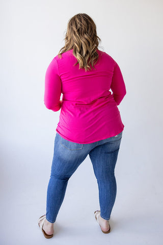 RAW EDGE TUNIC WITH POCKET DETAIL IN GLAM PINK - Love Marlow