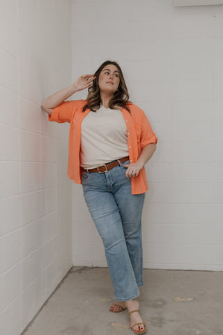 Raw Edge Waffle Knit Dolman Top in Sand - Love Marlow