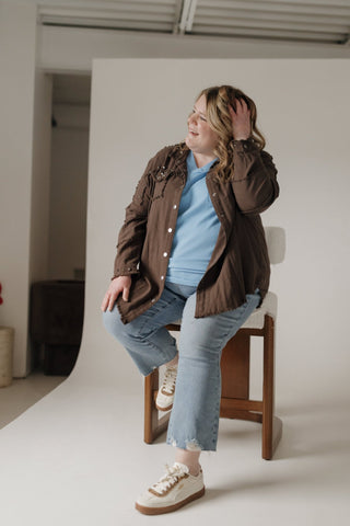 Raw Edge Waffle Knit Dolman Top in Sky Blue - Love Marlow