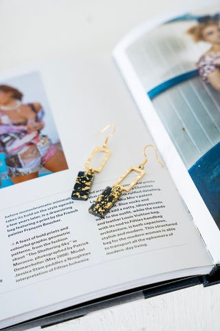 RAYA EARRINGS IN BLACK + GOLD - Love Marlow