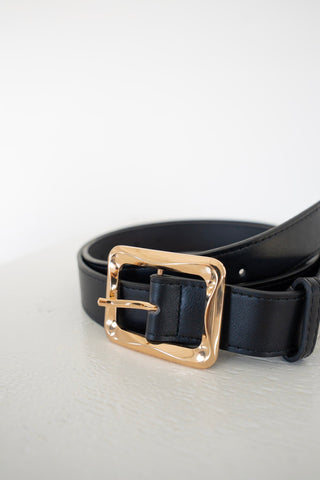 Rectangle Gold Belt in Black - Love Marlow