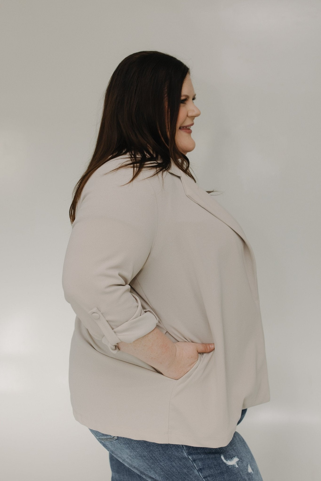 RELAXED BOYFRIEND BLAZER IN DUNE - Love Marlow