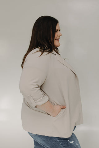 RELAXED BOYFRIEND BLAZER IN DUNE - Love Marlow