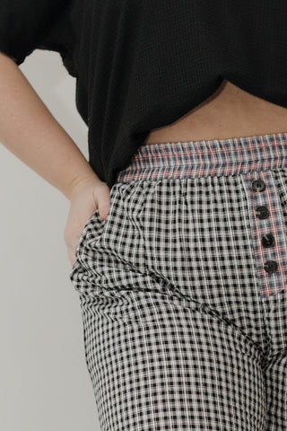 Relaxed Wide - Leg Plaid Pants – Black Multi - Love Marlow