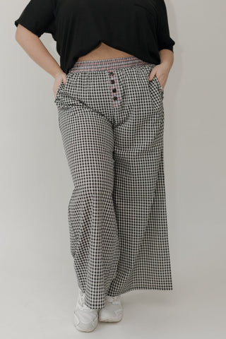 Relaxed Wide - Leg Plaid Pants – Black Multi - Love Marlow