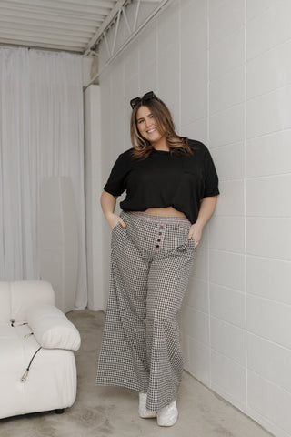 Relaxed Wide - Leg Plaid Pants – Black Multi - Love Marlow