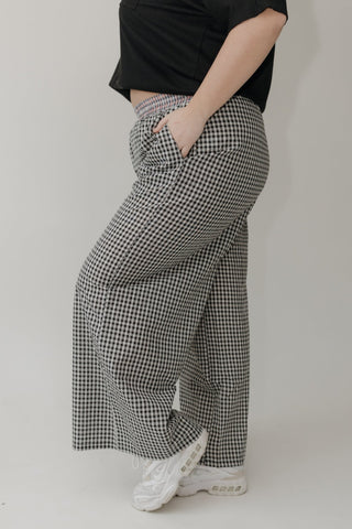 Relaxed Wide - Leg Plaid Pants – Black Multi - Love Marlow