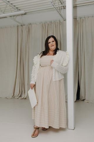 RETRO A - LINE STRIPED DRESS WITH KEYHOLE BACK - Love Marlow