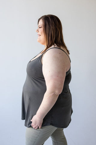 REVERSIBLE NECK CAMI IN ASH GREY - Love Marlow