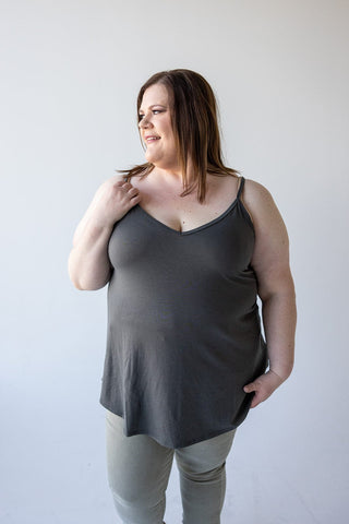 REVERSIBLE NECK CAMI IN ASH GREY - Love Marlow
