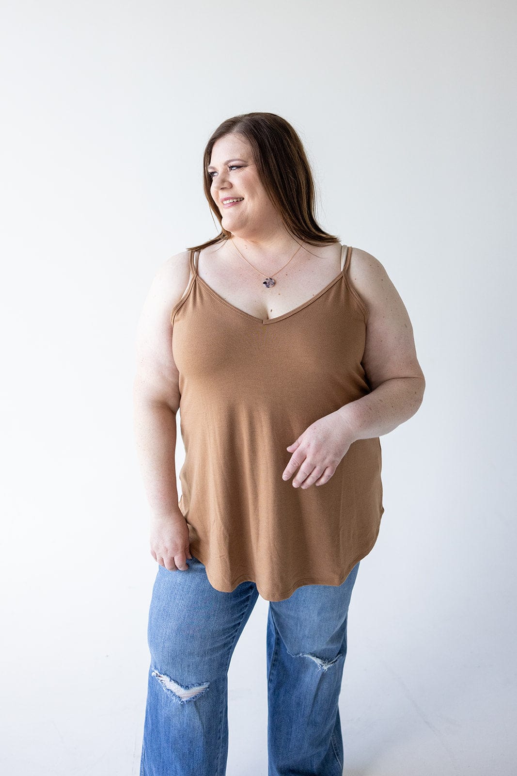 REVERSIBLE NECK CAMI IN URBAN BRONZE - Love Marlow