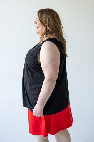 REVERSIBLE NECKLINE TANK IN BLACK - Love Marlow