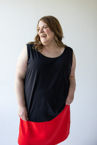 REVERSIBLE NECKLINE TANK IN BLACK - Love Marlow