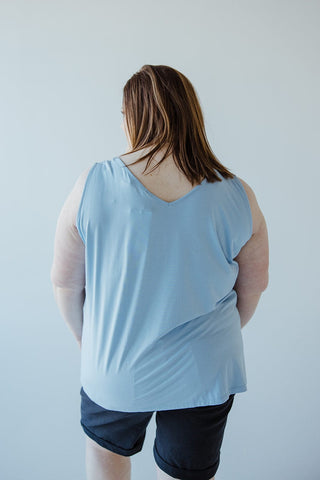 REVERSIBLE NECKLINE TANK IN LIGHT BLUE - Love Marlow
