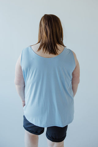 REVERSIBLE NECKLINE TANK IN LIGHT BLUE - Love Marlow