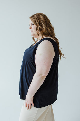 REVERSIBLE NECKLINE TANK IN NAVY - Love Marlow