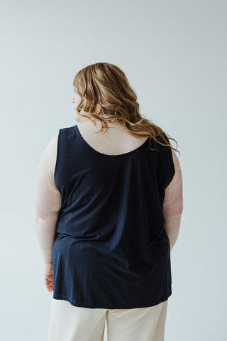REVERSIBLE NECKLINE TANK IN NAVY - Love Marlow
