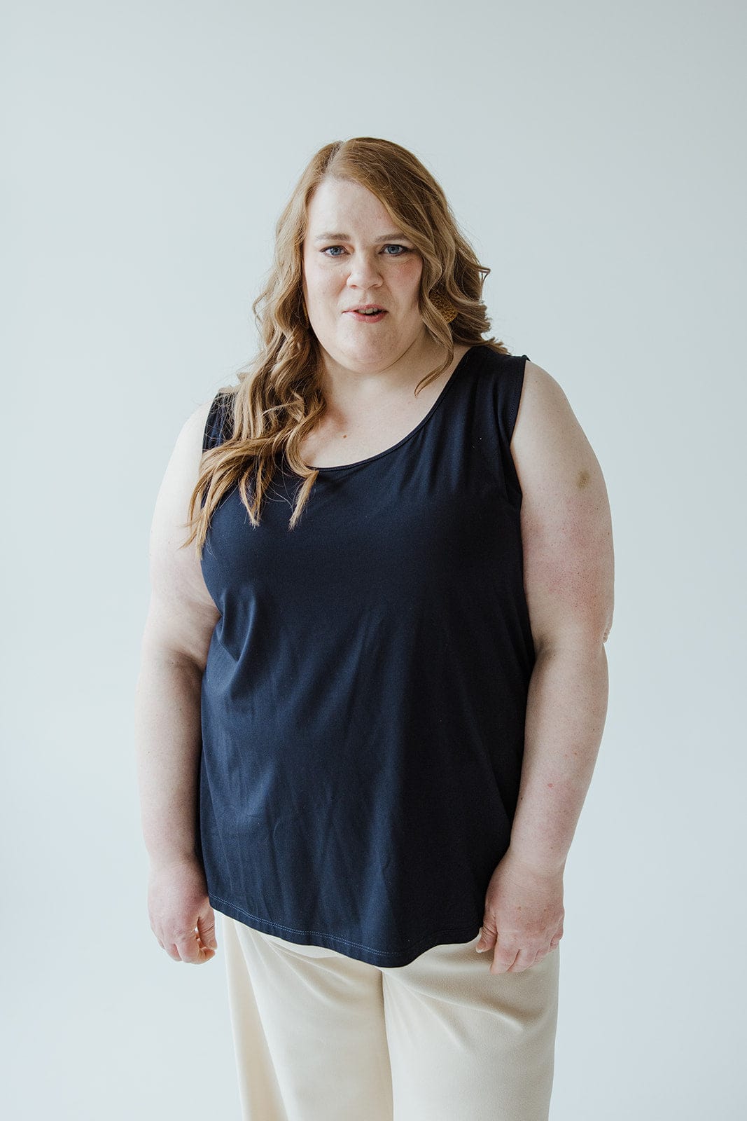 REVERSIBLE NECKLINE TANK IN NAVY - Love Marlow