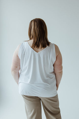 REVERSIBLE NECKLINE TANK IN WHITE - Love Marlow