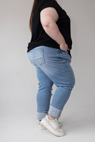 RFM High Rise Cuffed Straight Leg Jeans – Classic Wash - Love Marlow