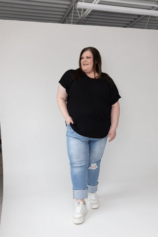 RFM High Rise Cuffed Straight Leg Jeans – Classic Wash - Love Marlow