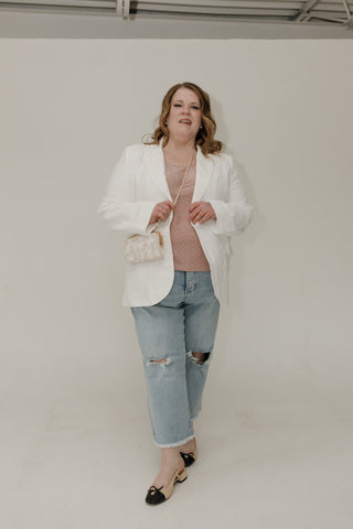 RFM High - Rise Destroyed Knees Wide Leg Crop in Light Wash - Love Marlow