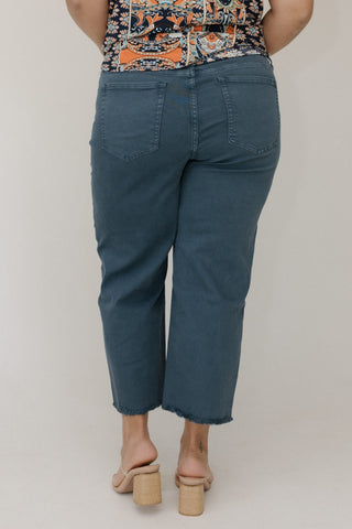 RFM High - Rise Wide Leg Cropped Jeans in Storm Blue - Love Marlow