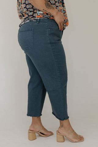 RFM High - Rise Wide Leg Cropped Jeans in Storm Blue - Love Marlow