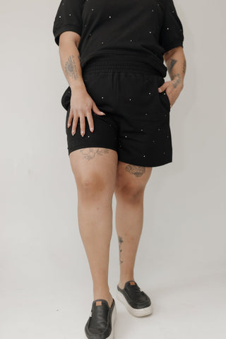 Rhinestone Lounge Shorts – Black Glam - Love Marlow