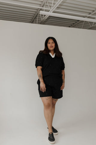 Rhinestone Lounge Shorts – Black Glam - Love Marlow