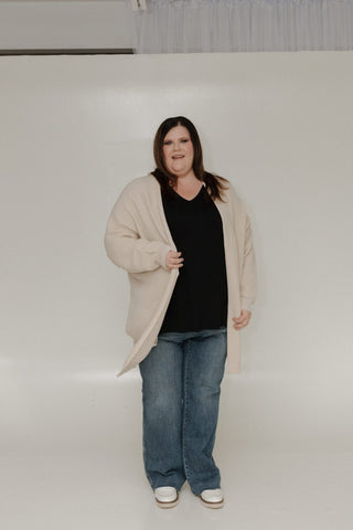 RIBBED CARDIGAN IN ECRU - Love Marlow