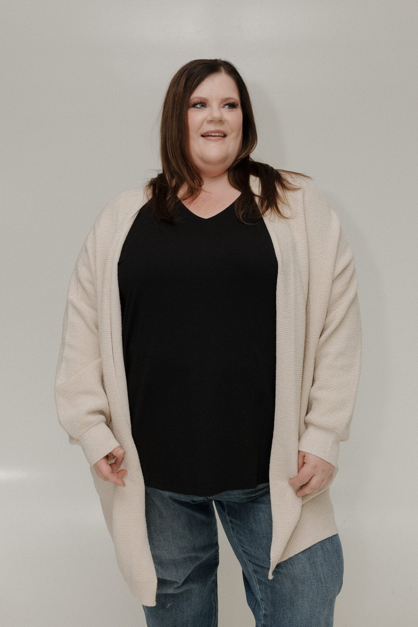 RIBBED CARDIGAN IN ECRU - Love Marlow