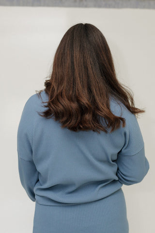 RIBBED CROPPED SWEATER IN ADRIFT - Love Marlow