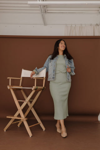 RIBBED CROPPED SWEATER IN FADED JADE - Love Marlow