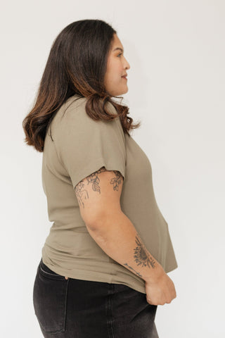 Ribbed Essential Scooped Neck Tee – Dried Sage - Love Marlow