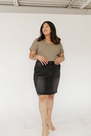 Ribbed Essential Scooped Neck Tee – Dried Sage - Love Marlow
