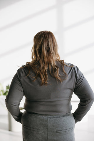 RIBBED LONG SLEEVE BODYSUIT IN URBAN CITYSCAPE - Love Marlow