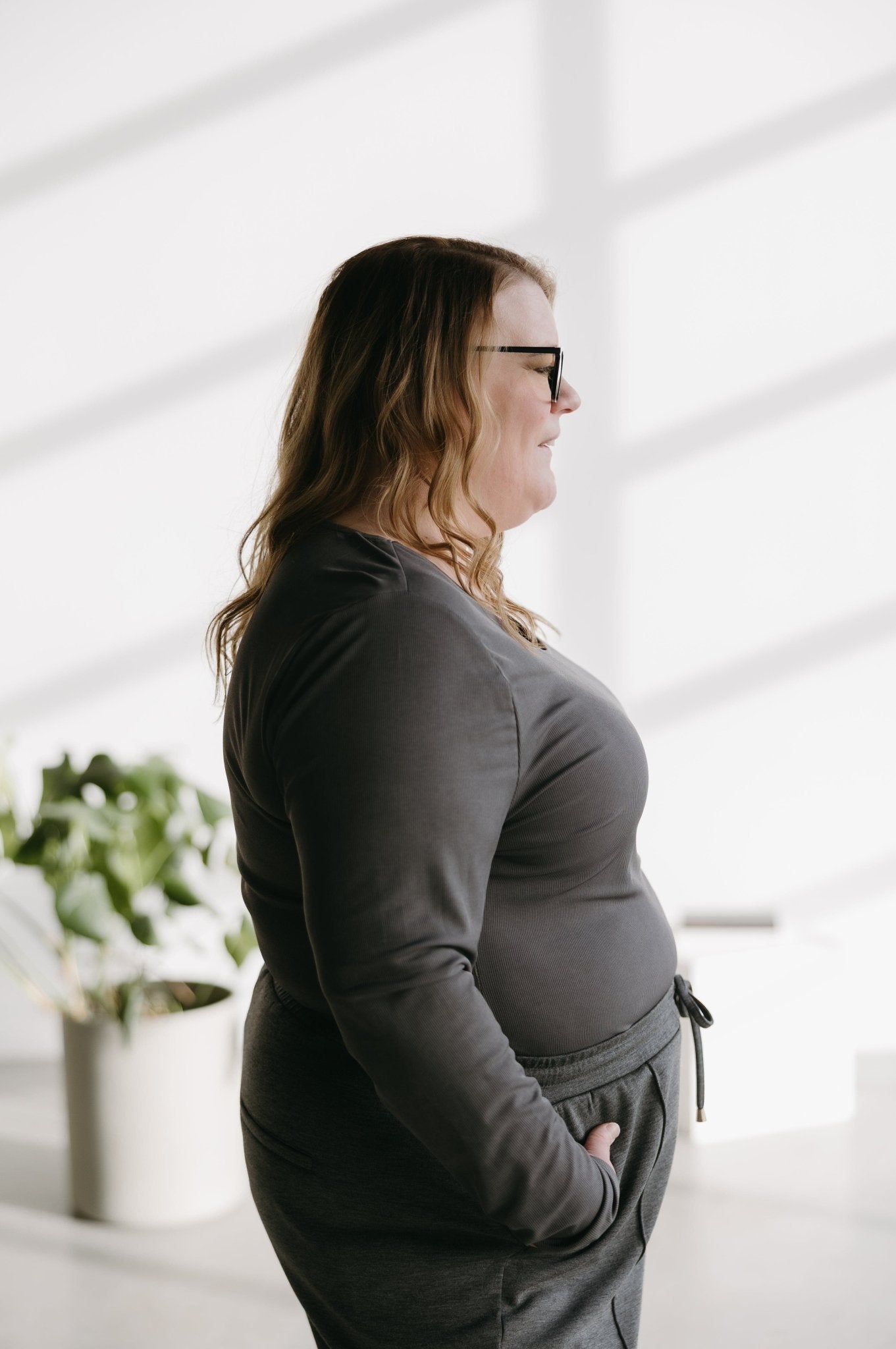 RIBBED LONG SLEEVE BODYSUIT IN URBAN CITYSCAPE - Love Marlow