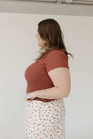 Ribbed Scoop Tee – Blush Rosewood - Love Marlow