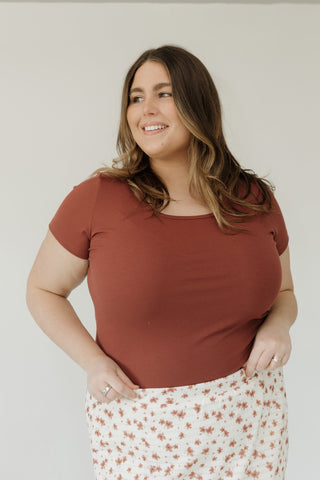 Ribbed Scoop Tee – Blush Rosewood - Love Marlow