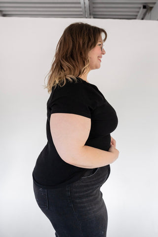 Ribbed V - Neck Tee – Black - Love Marlow