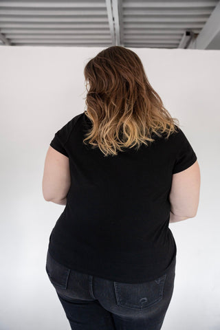 Ribbed V - Neck Tee – Black - Love Marlow